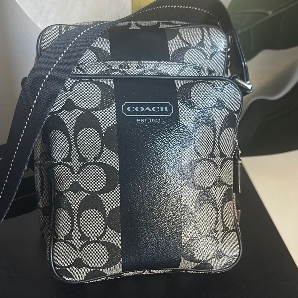 Coach Black and Gray Men's Bag
